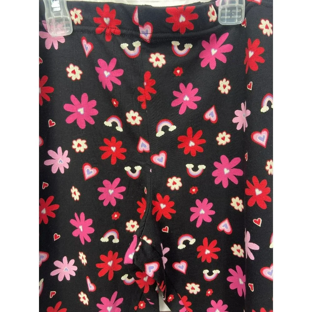 Wonder Nation Girls Black Floral‎ Hearts Valentines Day Leggings, Size XXL(18)